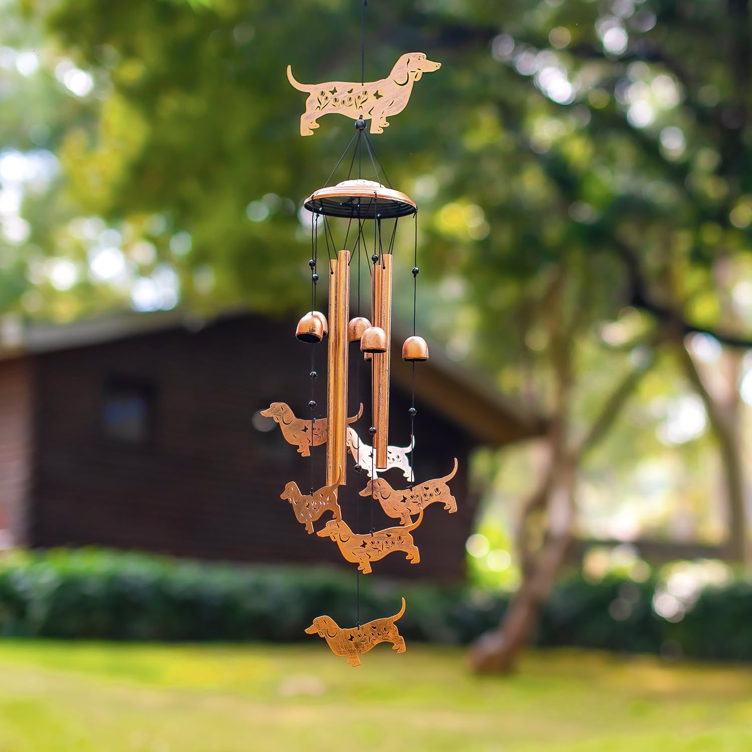 SRDJXY close-up of metal dachshund with antique bronze finish highlighting durable handcrafted detail
