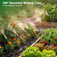 STARREY tubing layout installed in garden showing targeted root-zone watering advantage