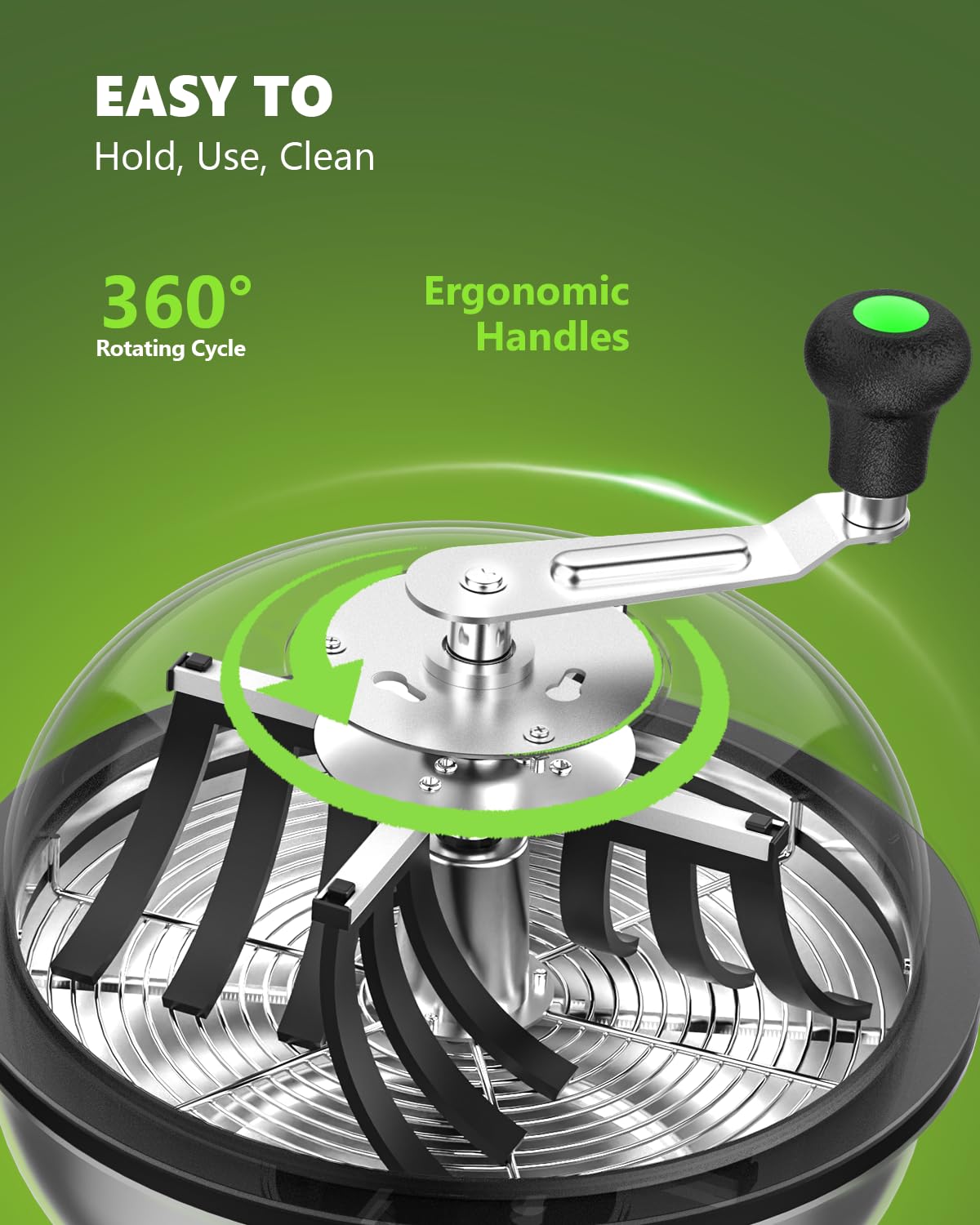 STAYGROW removable handle and crank demonstrating ergonomic, low-fatigue use