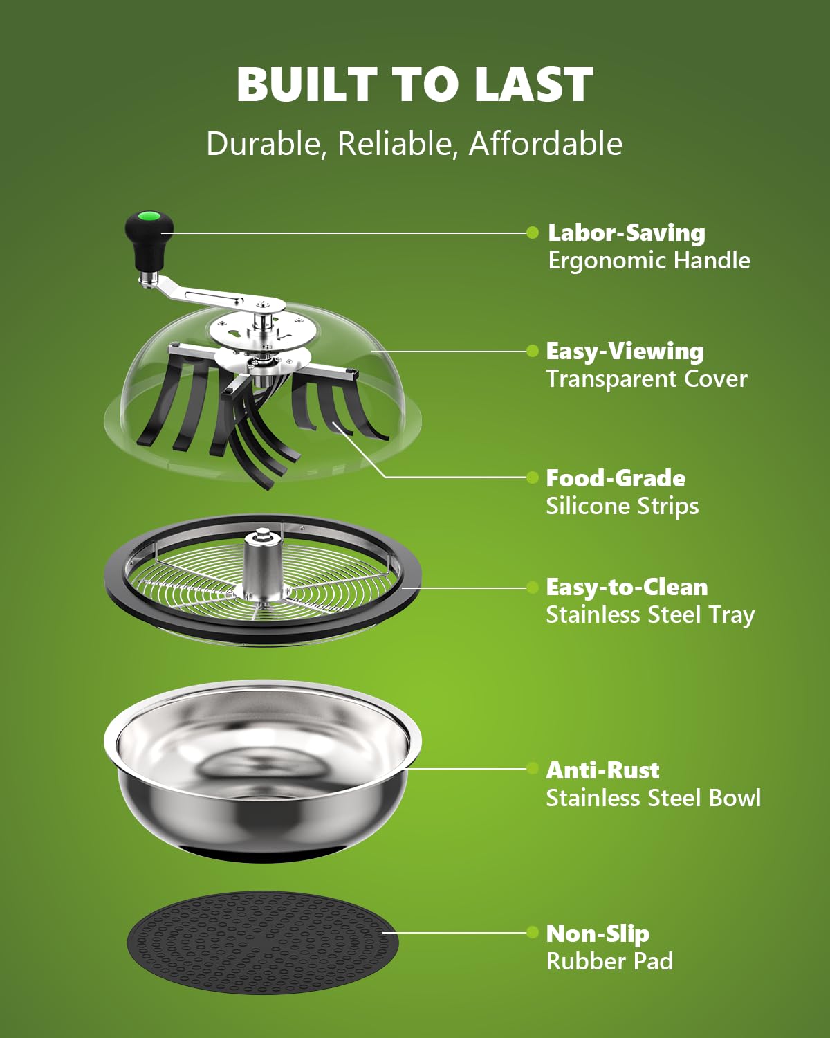 STAYGROW stainless bowl detail for durable, rust-resistant processing