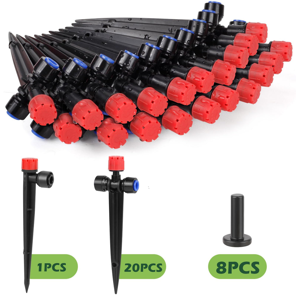 STAYPOT kit components laid out displaying emitters, one-way piece and end caps