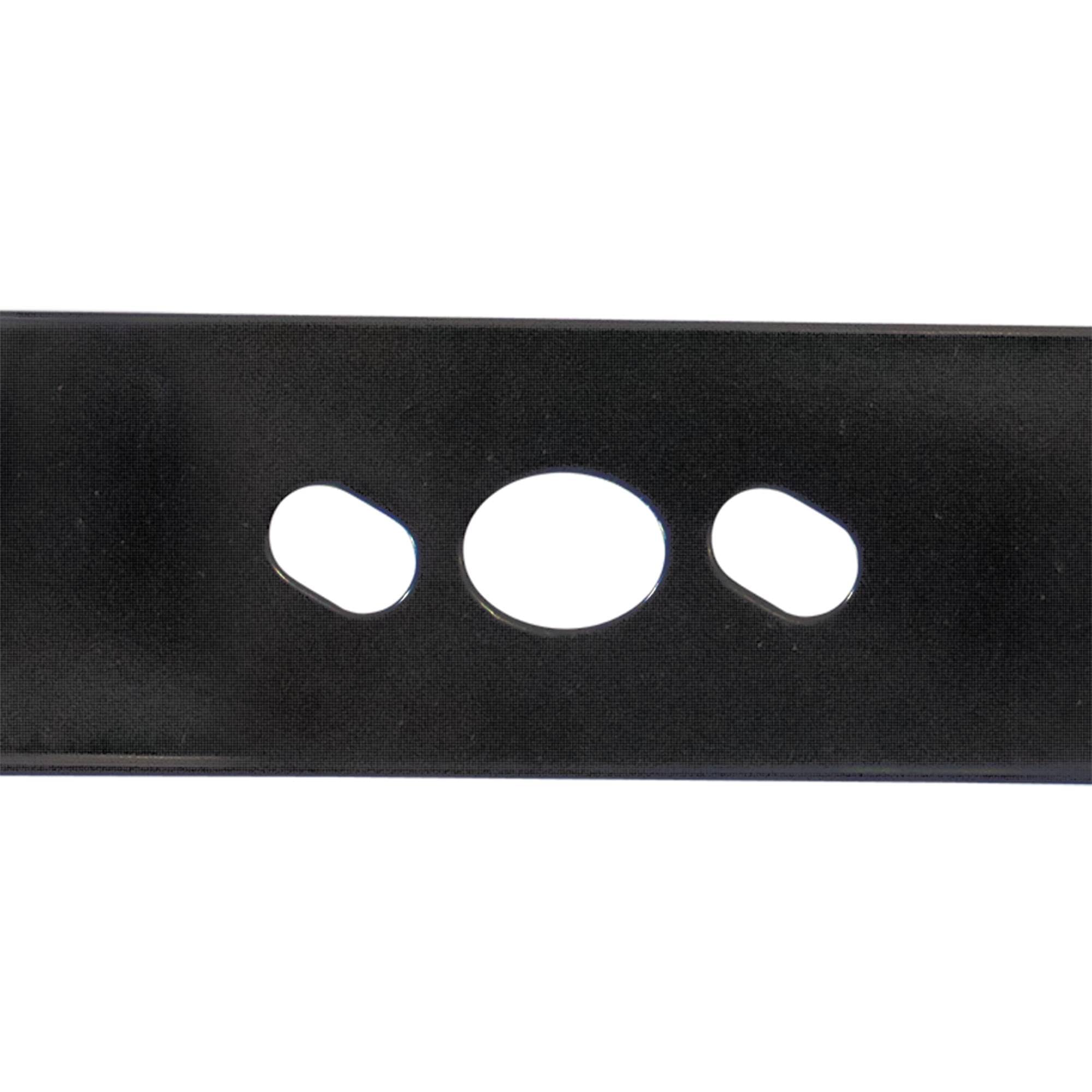 Stens blade beside ruler and box showing dimensions and packaged protection