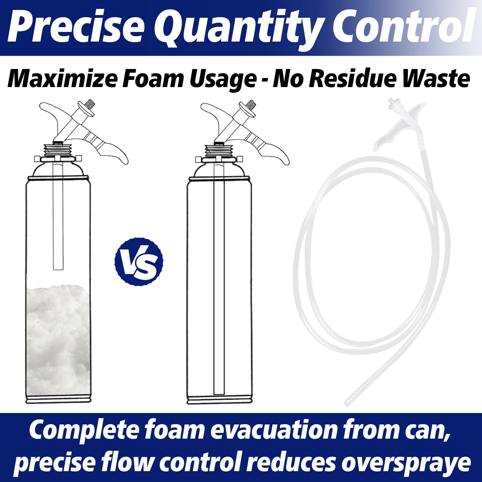 Stitokg tube beside standard spray foam can demonstrating scale and reach advantage
