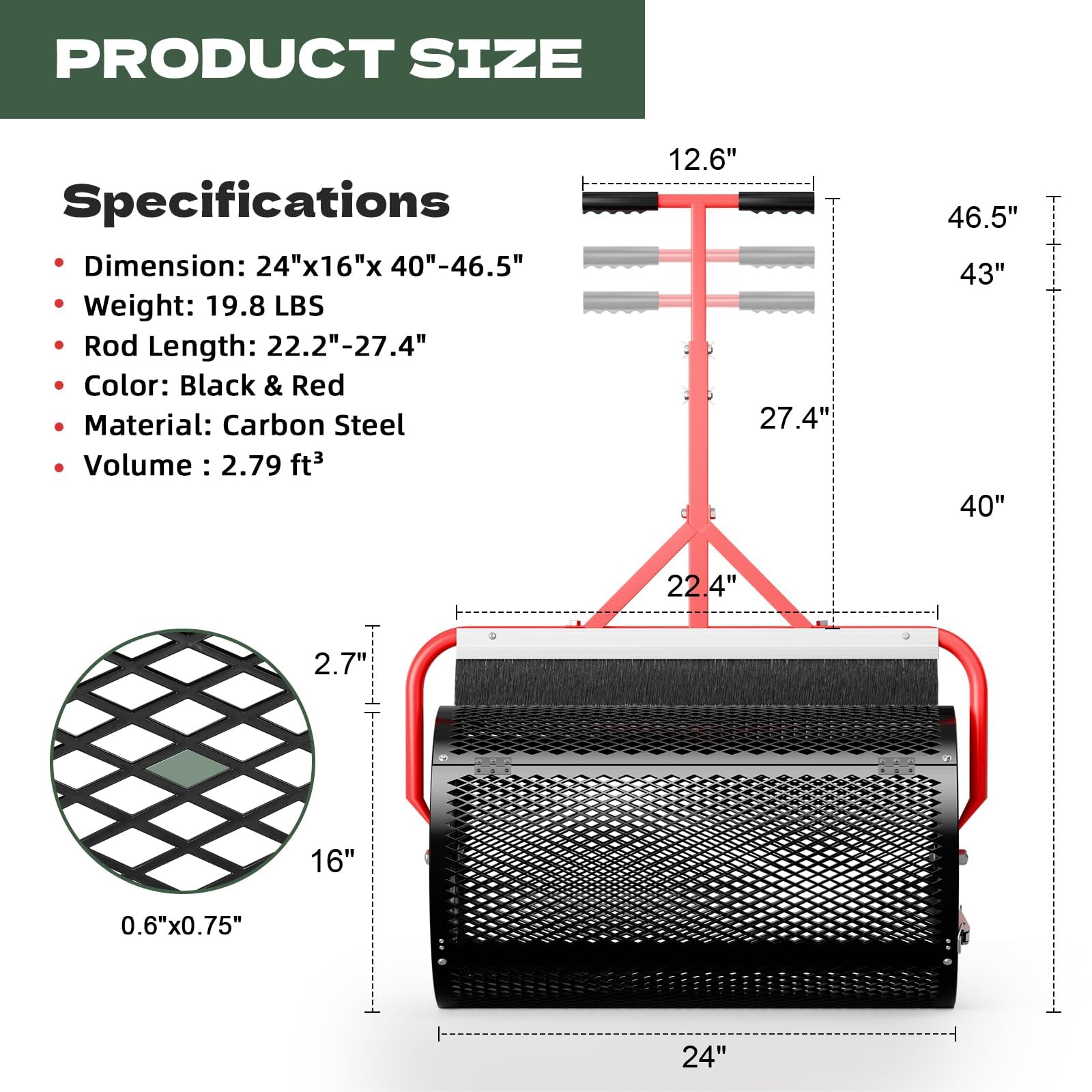 Sturdon close-up of diamond metal mesh drum for even material breakup