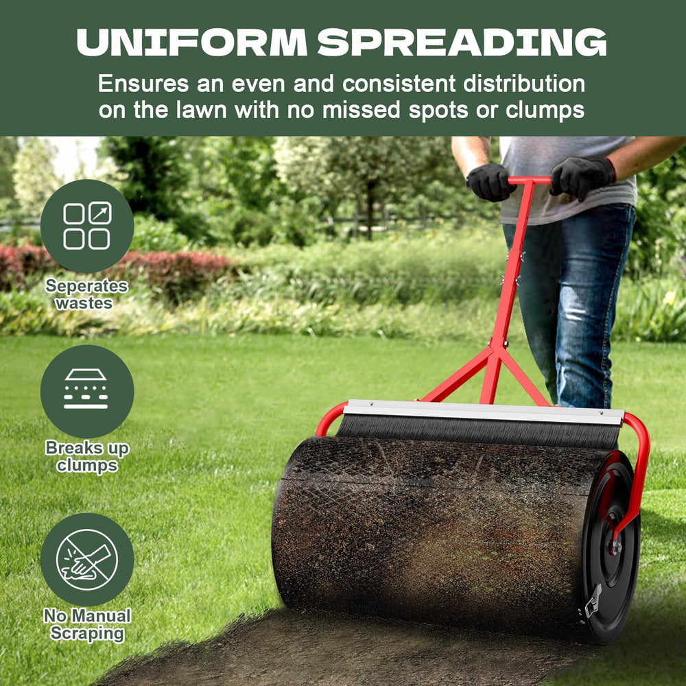 Sturdon roller in use spreading compost evenly across a lawn