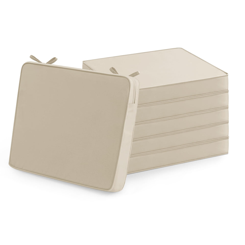 Summsun front view of six beige cushions showing neat finish and ready-to-use comfort