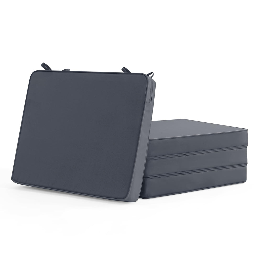 Summsun front view of four dark grey cushions showing neat fit and style