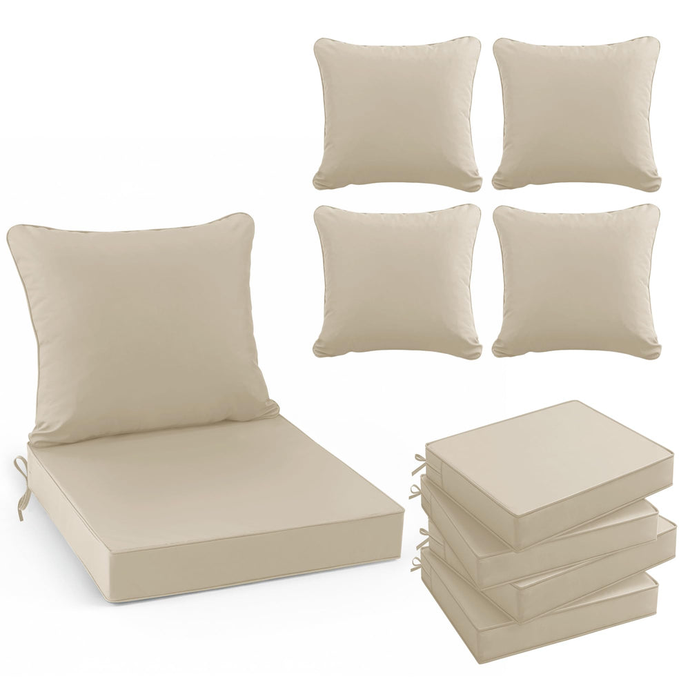 Summsun front view of four cream cushions showing neat fit and style benefit