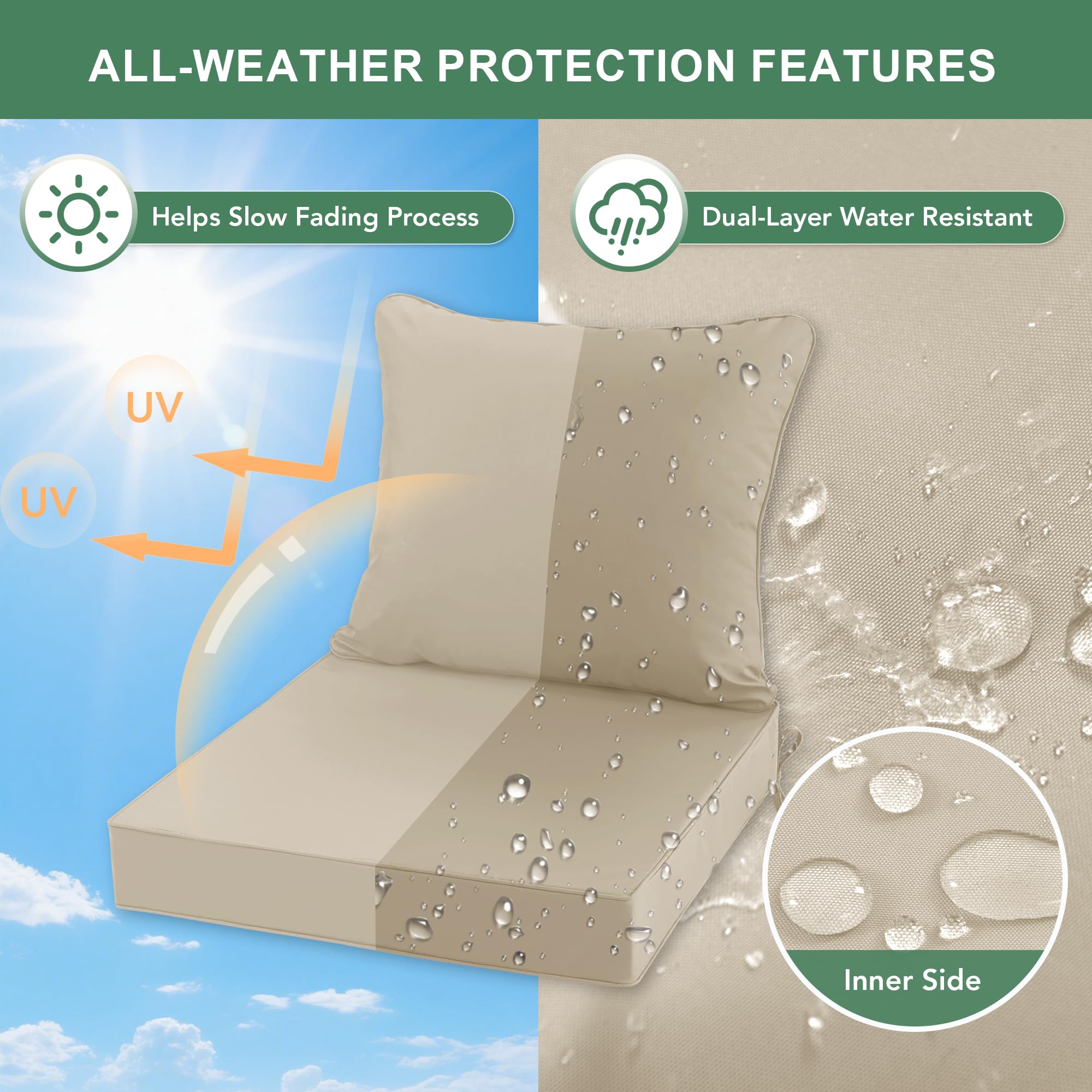 Summsun seat cushion cross-section showing high-resilience sponge for supportive comfort