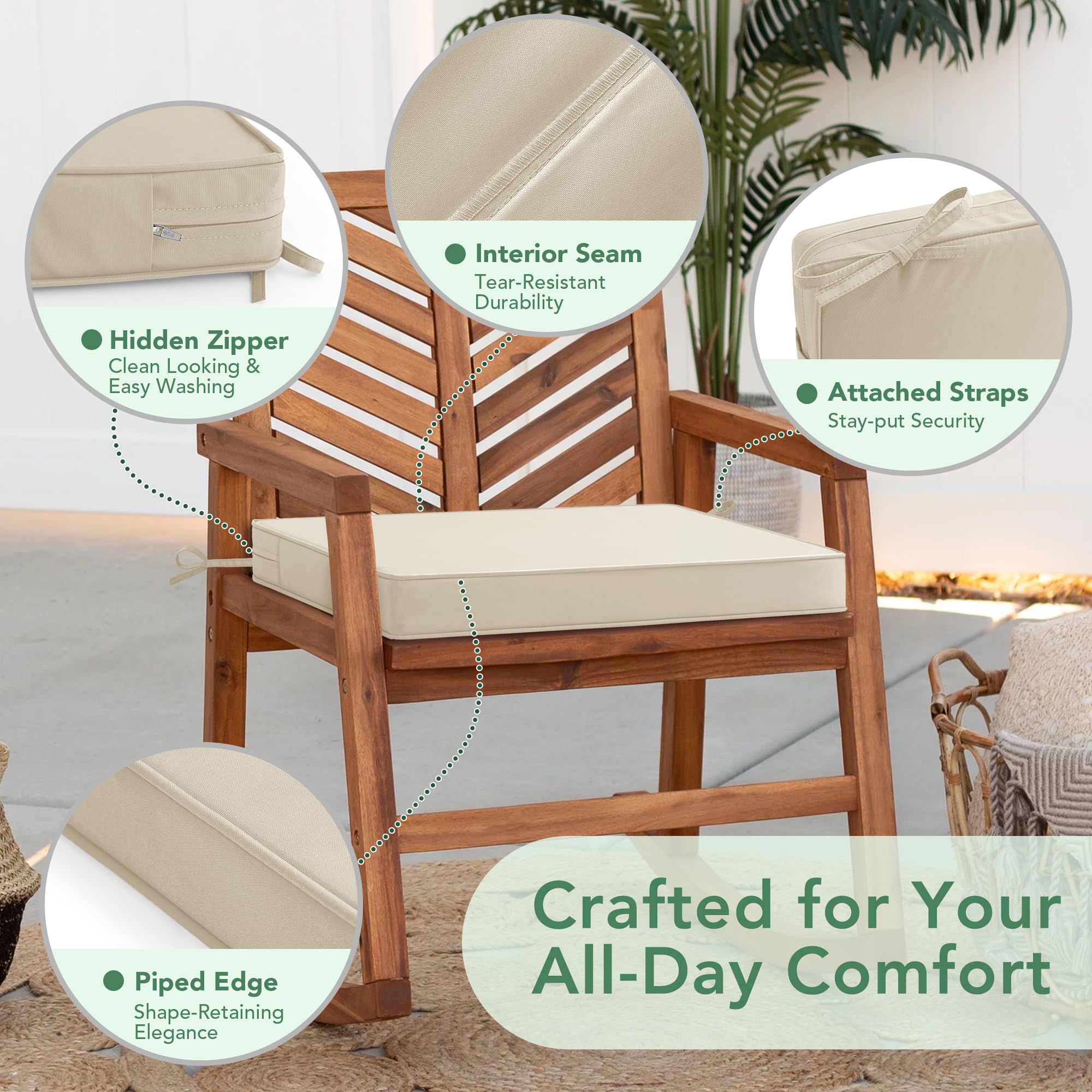 Summsun adjustable strap and tie close-up for secure cushion placement