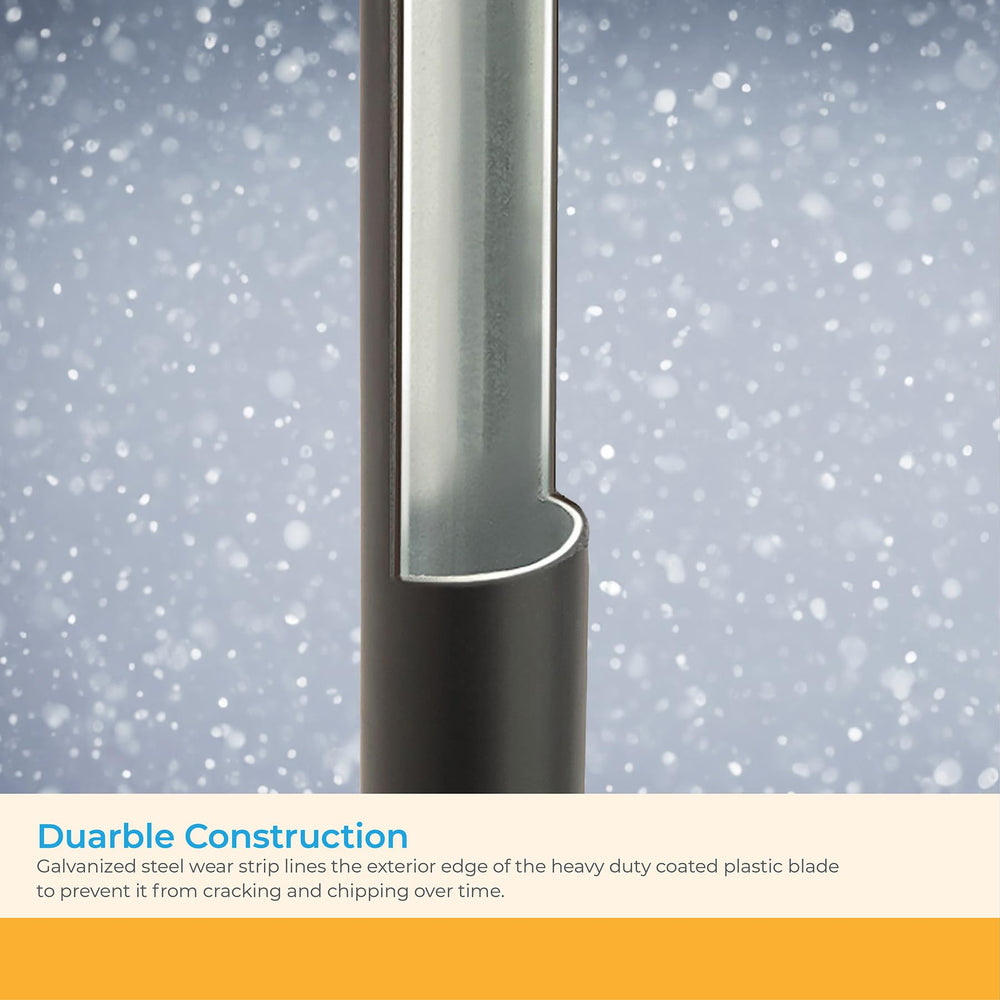 Suncast full-length profile showing 50.75-inch shaft for improved leverage