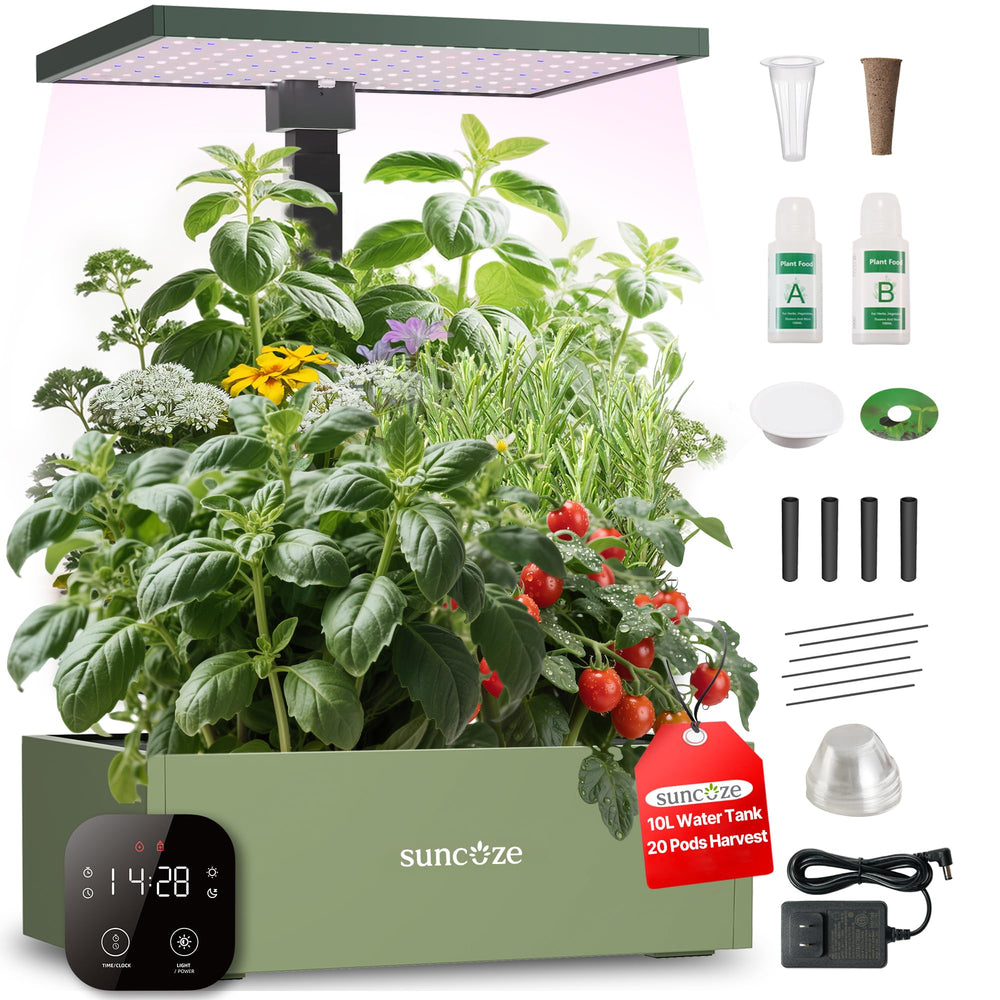 SUNCOZE front view showing 20 pods and compact design benefit