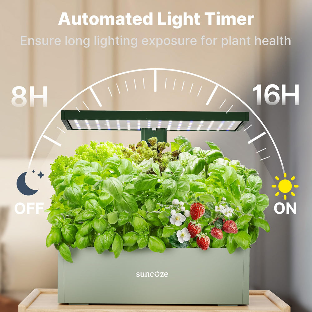 SUNCOZE system with herbs growing demonstrating year-round harvest