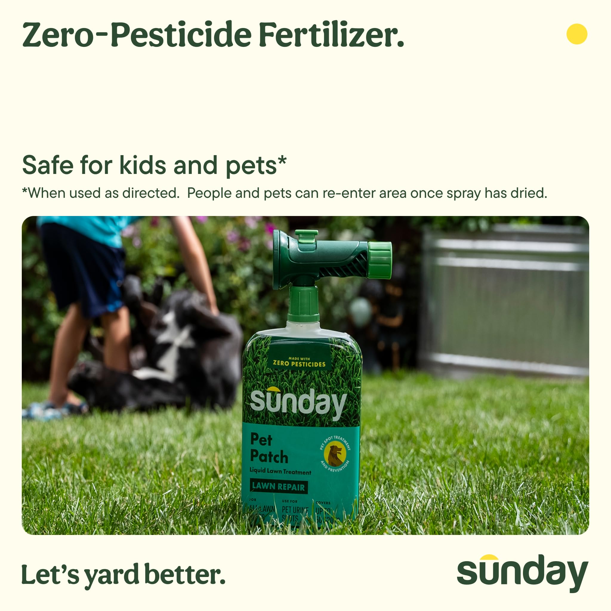 SUNDAY hose-end sprayer attached to pouch demonstrating easy application