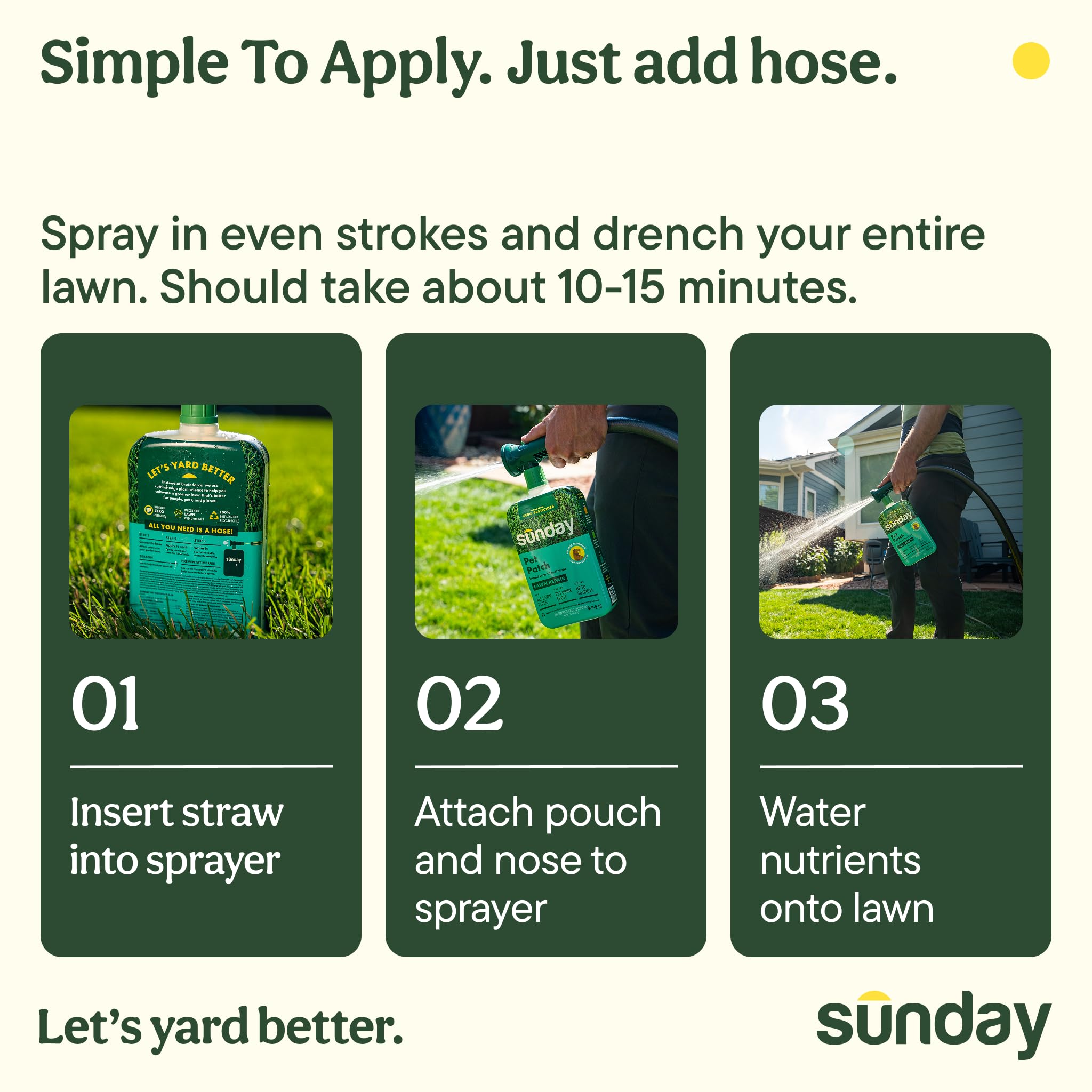 SUNDAY product label detail showing ingredients and application guidance