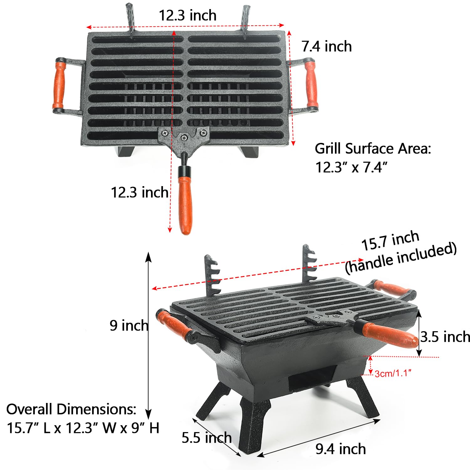 Sungmor side view with wooden handles for safe carrying and portability