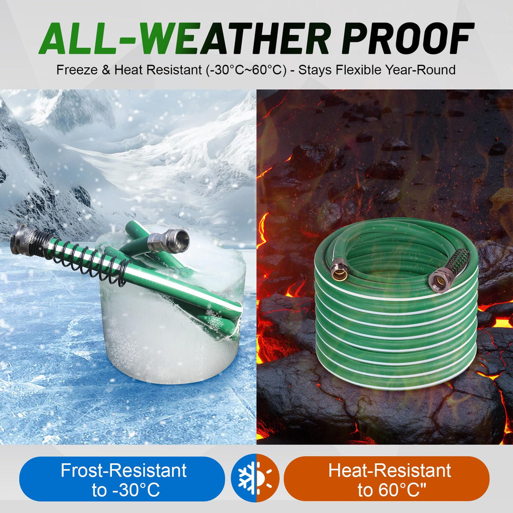 Sunifier hose flexed in snow showing Sunifier all-weather flexibility