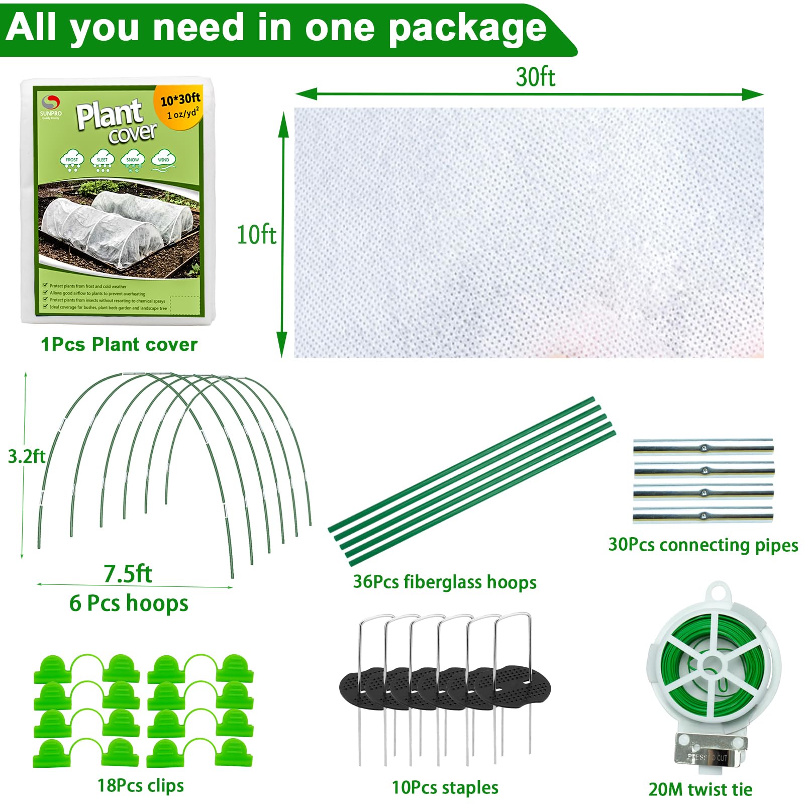SUNPRO clips and ground pegs laid out showing secure fastening benefit
