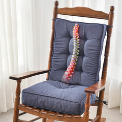 SUNROX front view of heather indigo cushions showing tailored tufted design and comfort