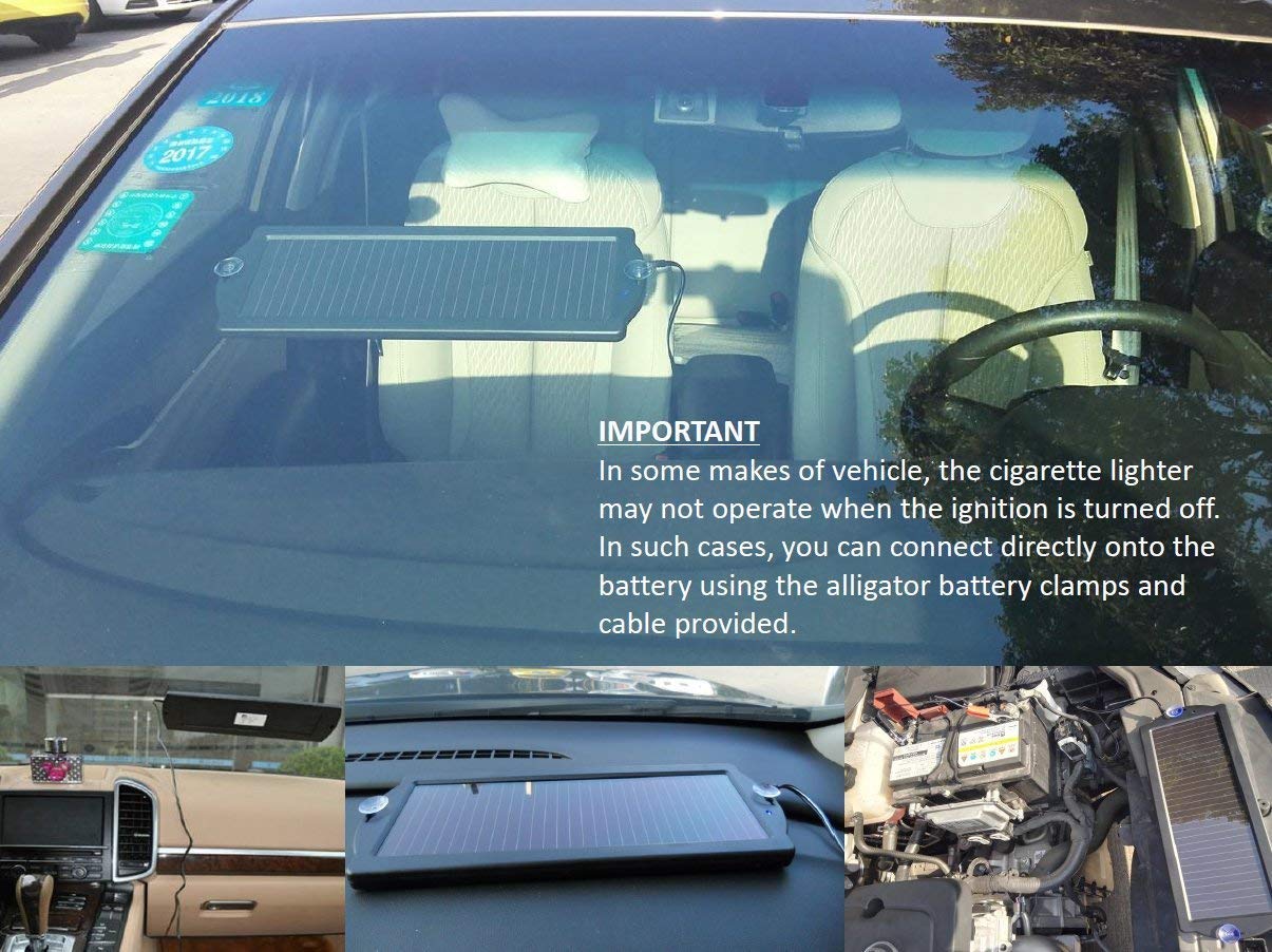 Sunway Solar alligator clamps attached to battery terminals for maintenance