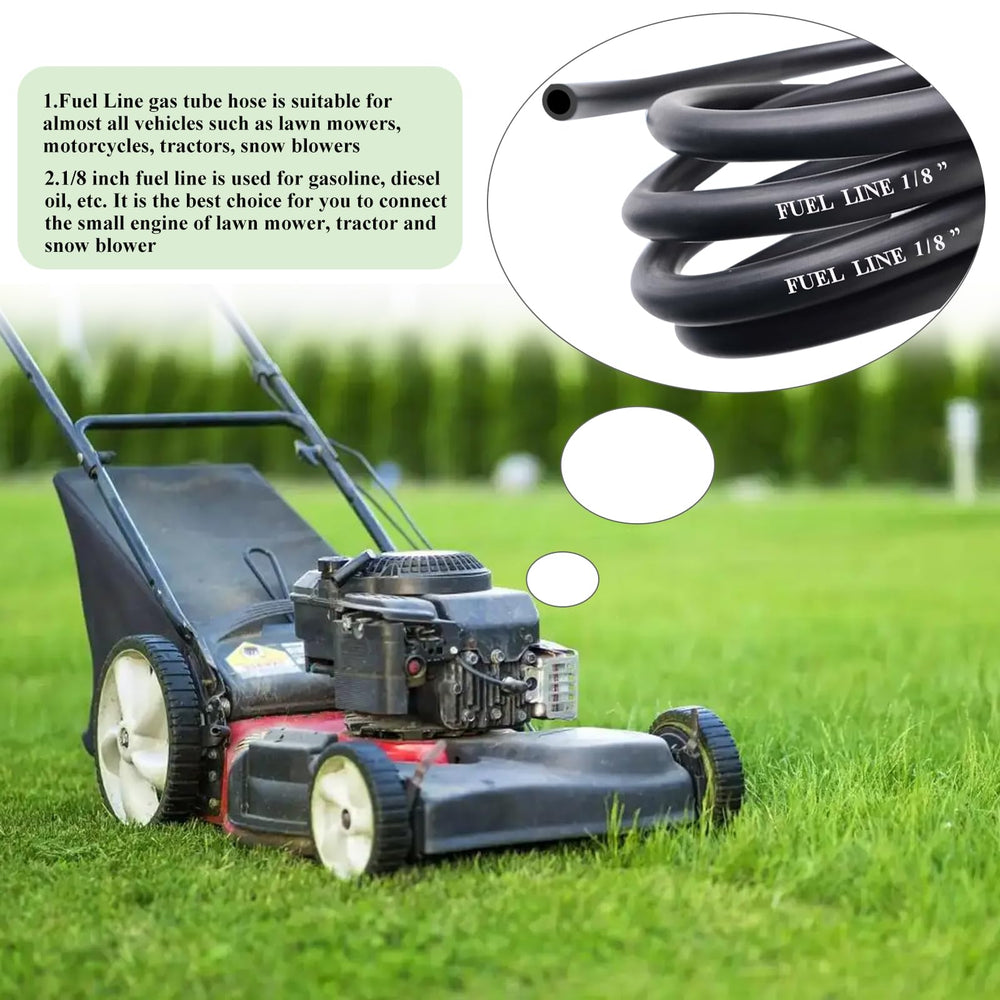 Sunxeke fuel line installed on a lawn mower demonstrating leak prevention