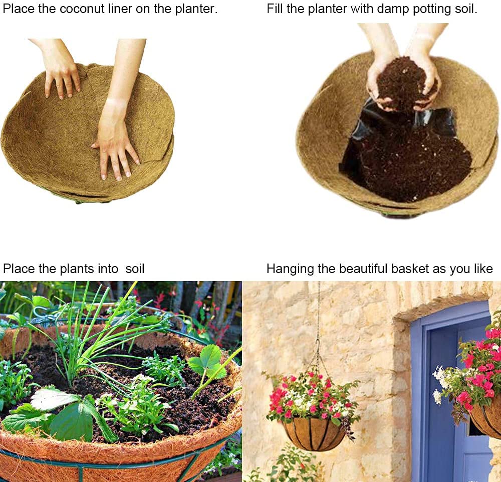 SUNYAY lined hanging basket in garden demonstrating improved drainage and appearance