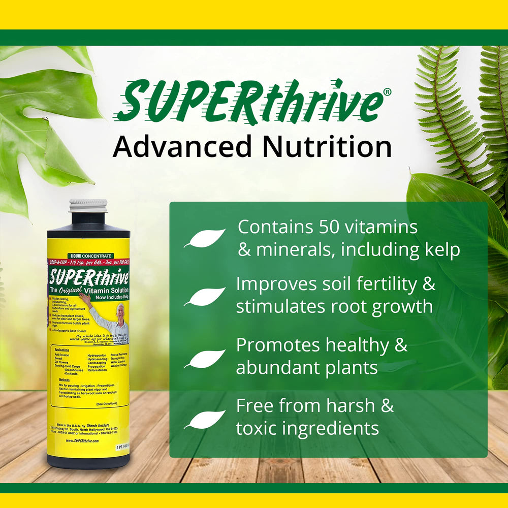 SUPERthrive label close-up with dosing instructions and kelp ingredient highlight