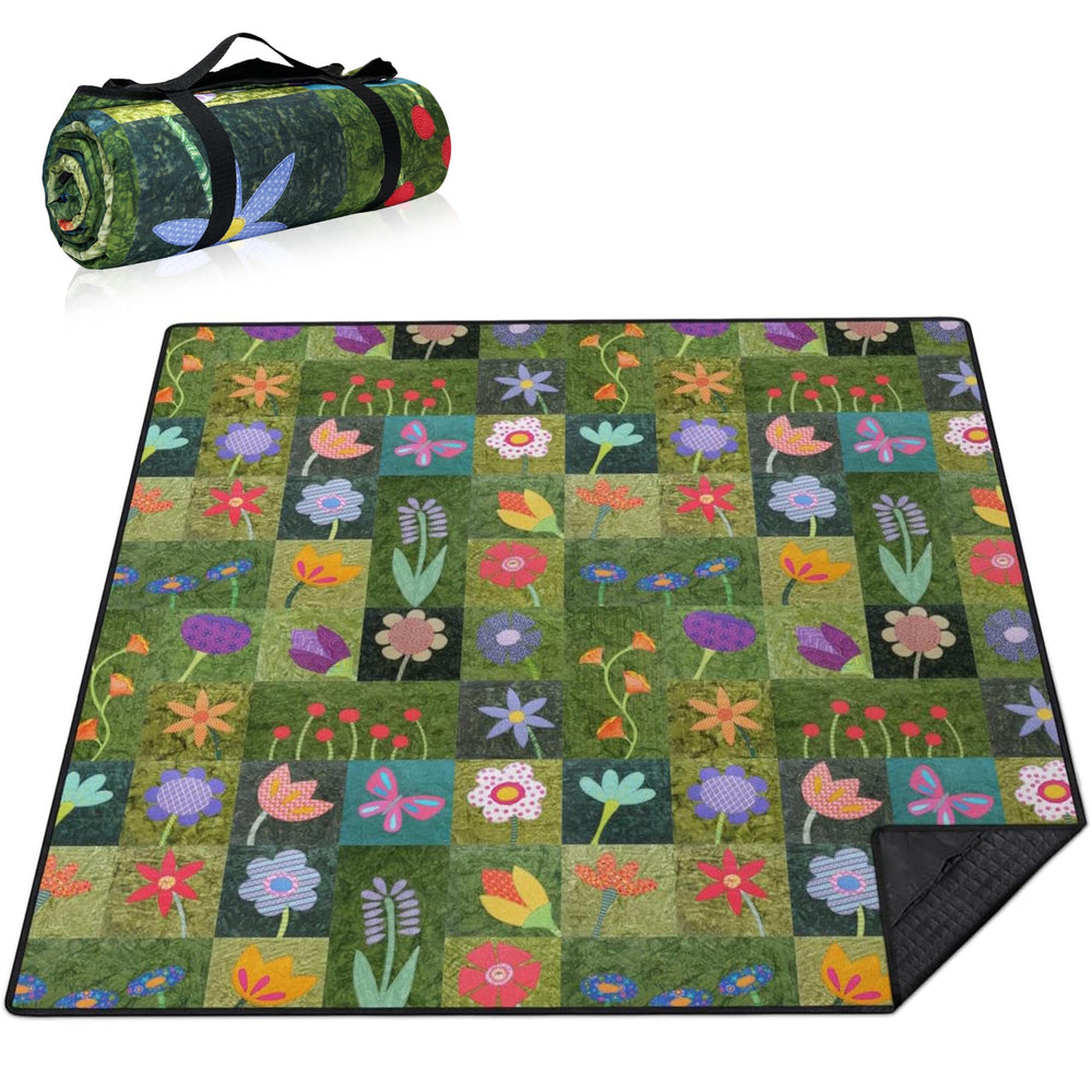 Supfitness front view of folded blanket showing carry handle and compact size for travel