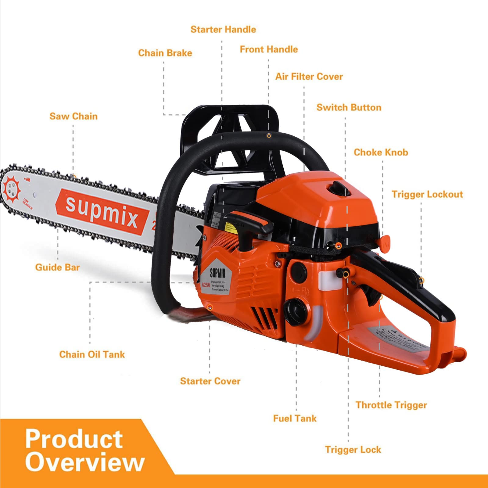 SUPMIXTOOLS chainsaw in use felling a medium tree, demonstrating cutting performance