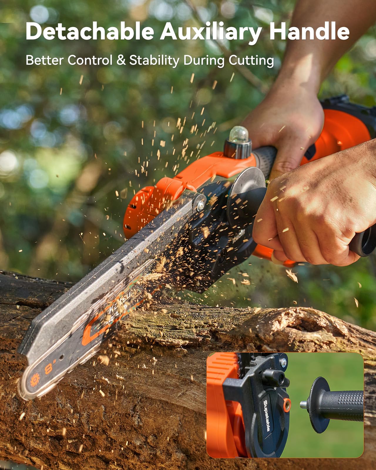 Supstable auto-oiler fill cap and 30ml reservoir, ensuring consistent chain lubrication