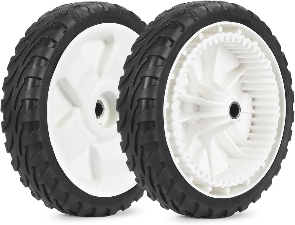 Sutmorly front drive wheels front view showing full wheel and tread benefit