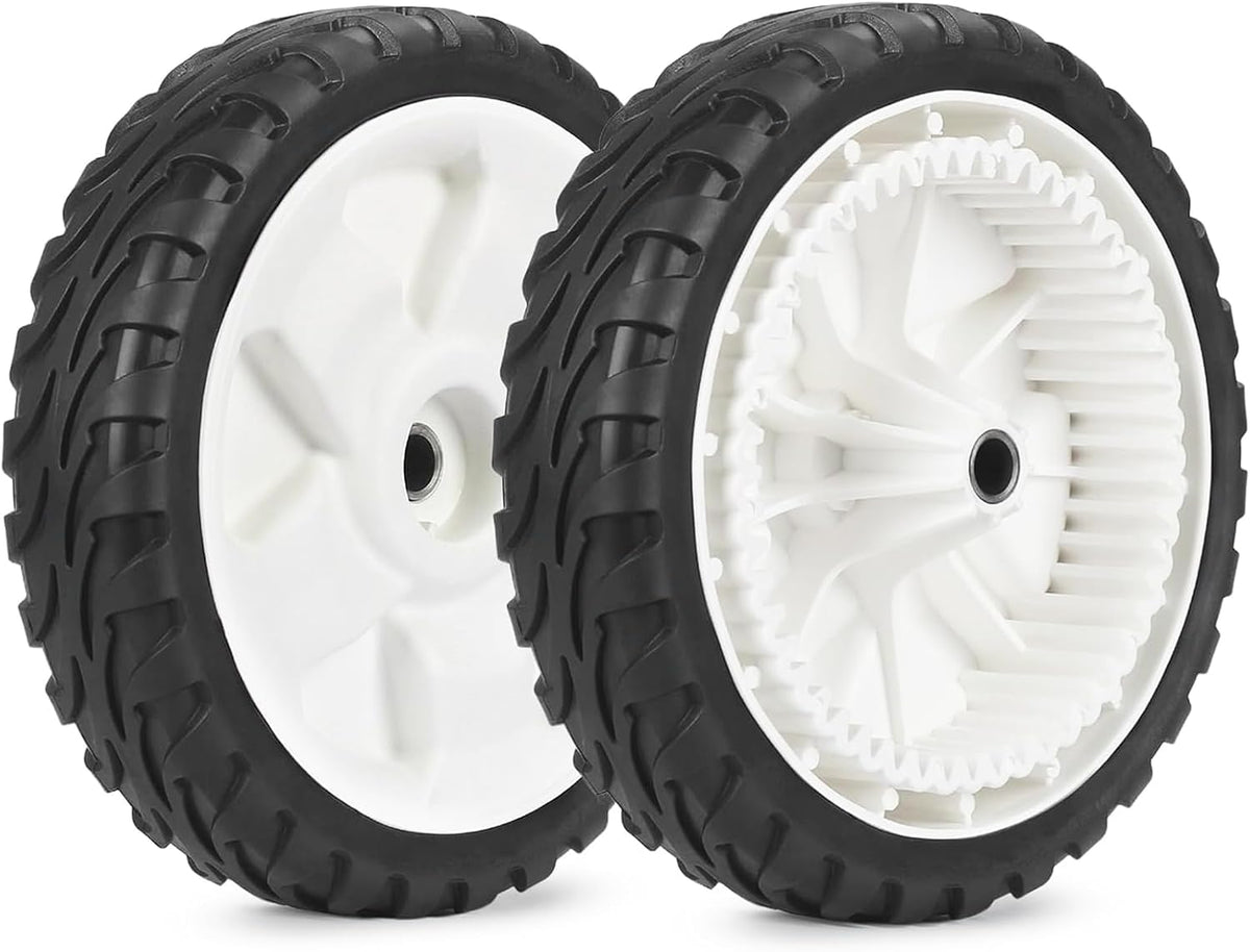 Sutmorly front drive wheels front view showing full wheel and tread benefit