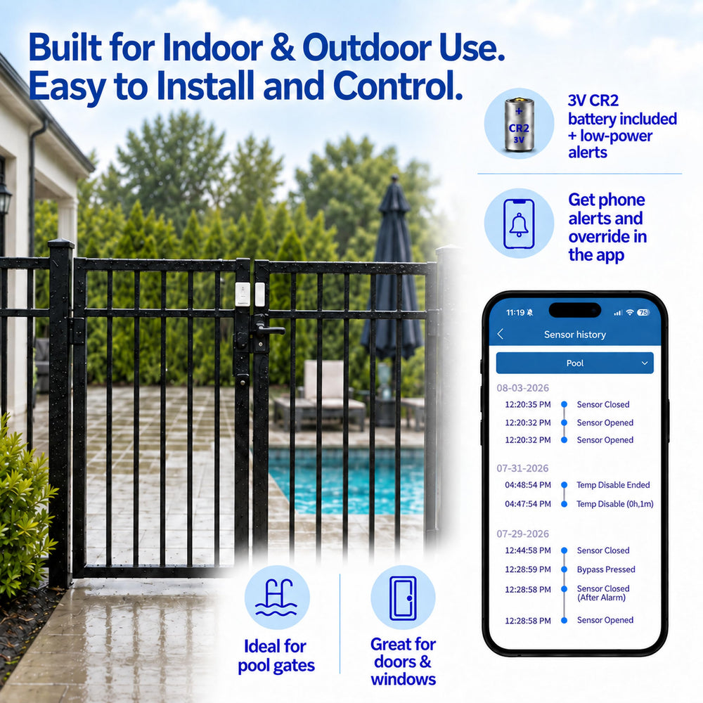 SwamCam sensor mounted on door frame demonstrating easy wireless installation