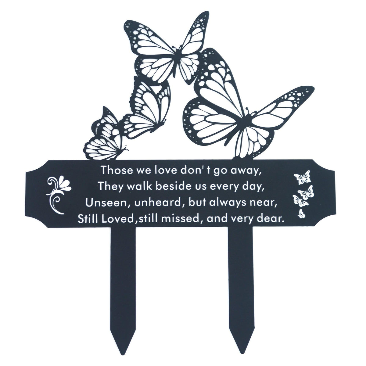 SWEEARTH front view of grave marker showing elegant butterfly and verse, adds dignified remembrance