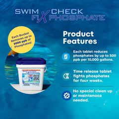 Swim Check tablet close-up texture illustrating slow-release formula