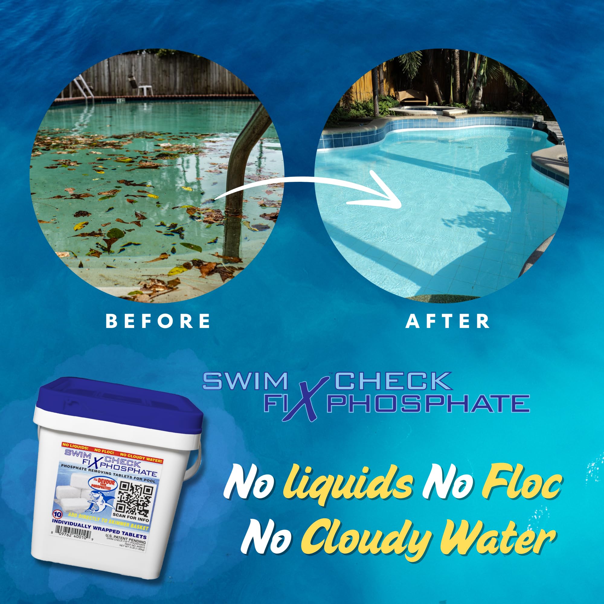 Swim Check tablet placed in skimmer demonstrating simple application