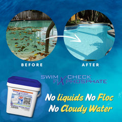 Swim Check tablet placed in skimmer demonstrating simple application