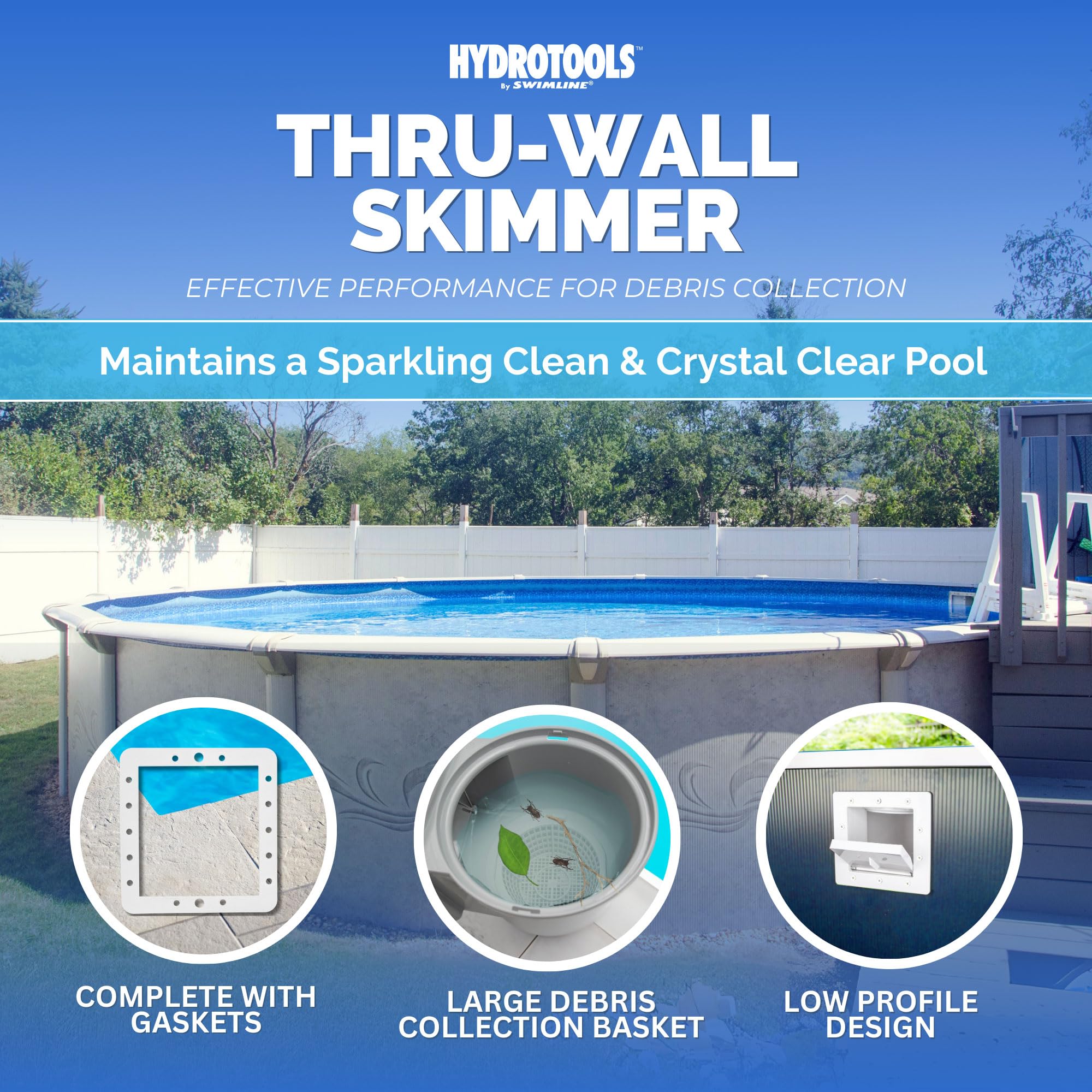 Swimline side profile installed on pool wall demonstrating easy mounting benefit