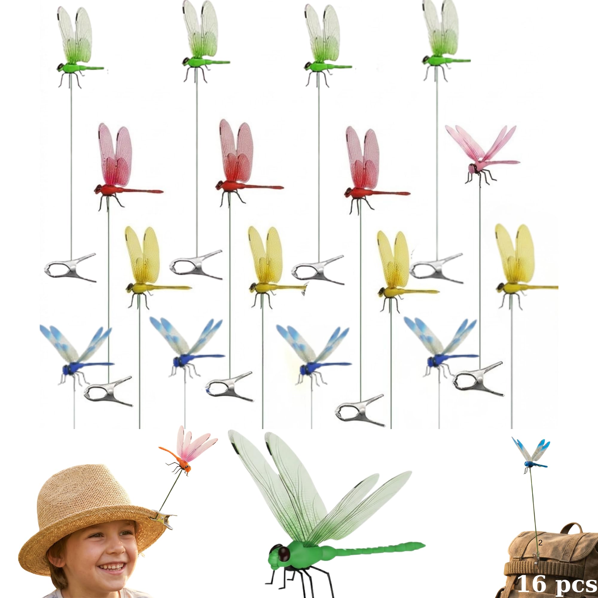 SYBADIX dragonfly front packaging showing 16 colorful clips and benefits
