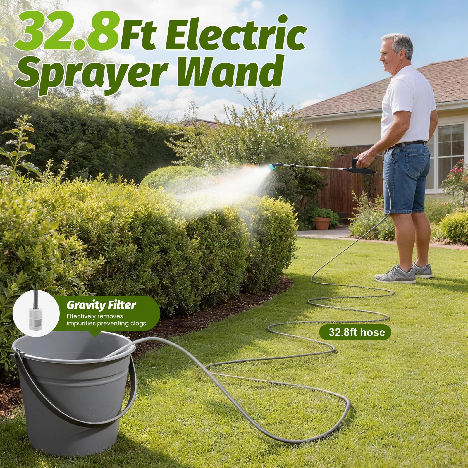 Sylsmart telescopic wand extended to reach high branches for easy access