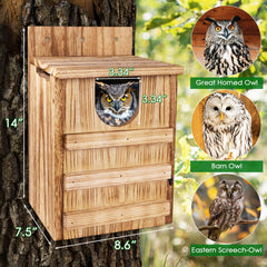 TAGEPUJIE close-up of the 3.3 inch entrance hole demonstrating predator-deterrent access for owls