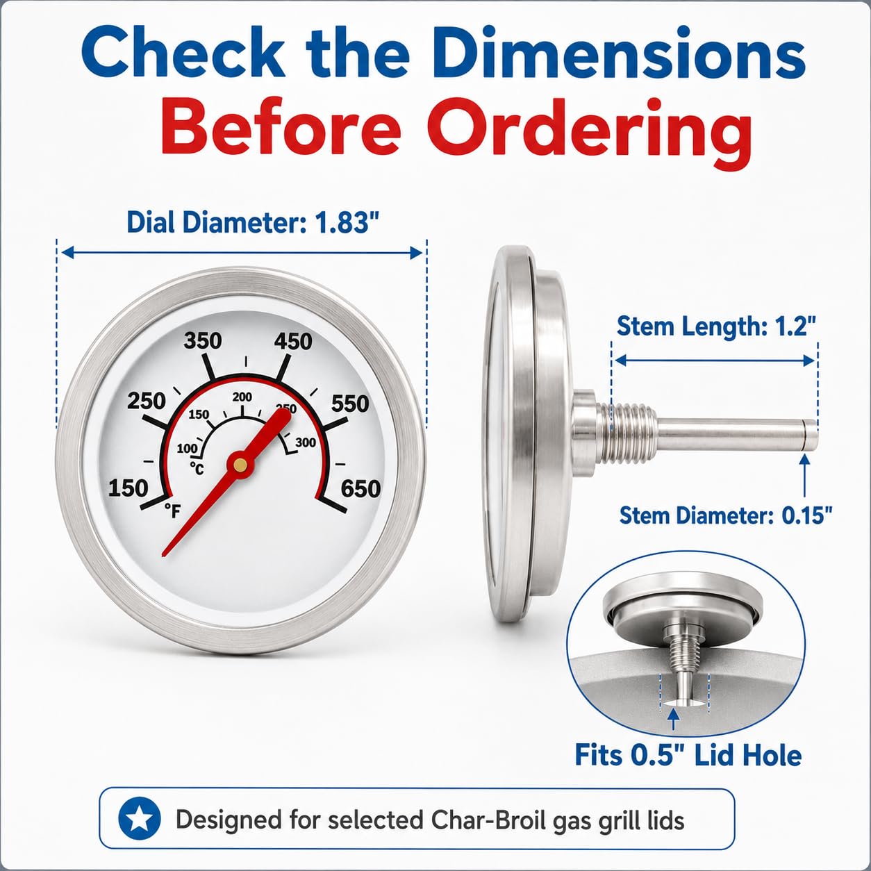 TAILGRILLER stem and wing nut detail enabling tool-free installation
