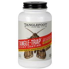 Tanglefoot bottle front label showing product name and size benefits