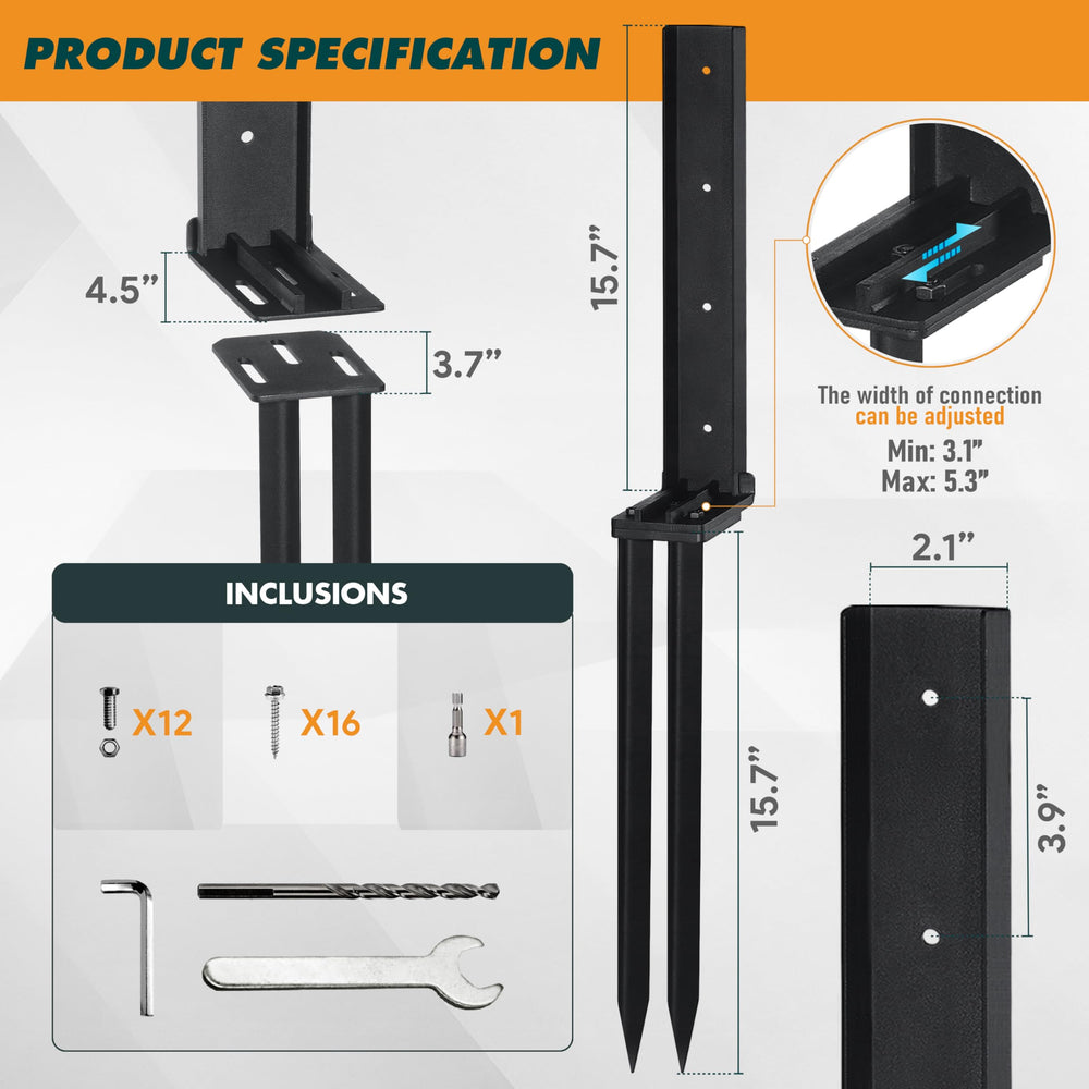 TANIVO dual pointed ground spikes penetrating soil for deep stable anchoring