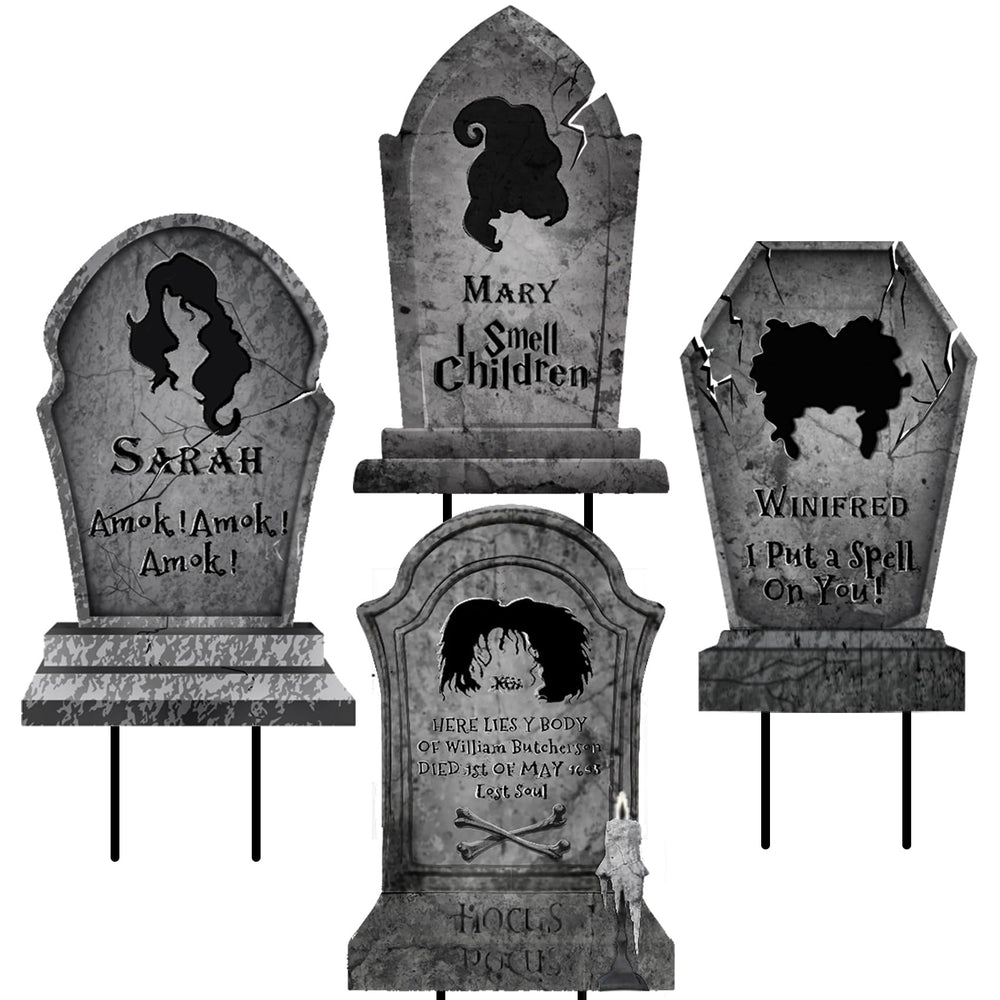 taupphoo tombstones front view showing spooky gravestone graphics and curb appeal