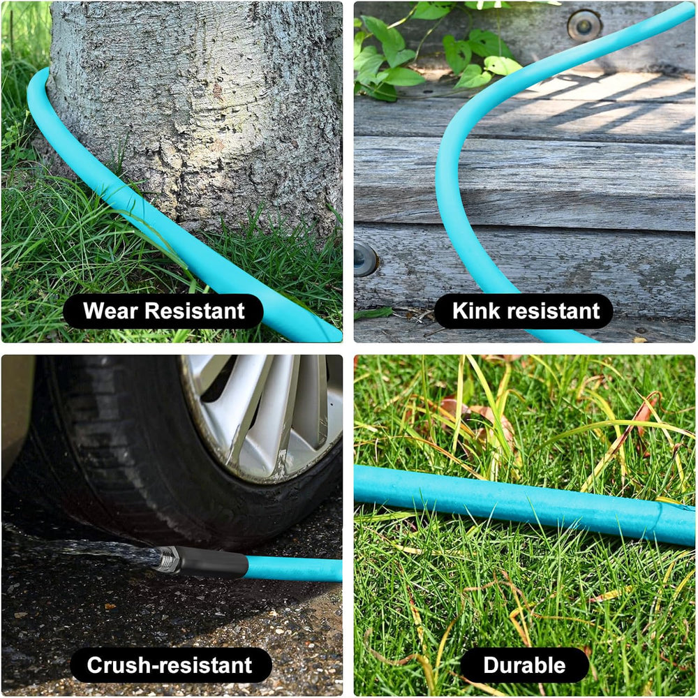 tckoasis hose coiled on reel beside person for scale, easy storage benefit