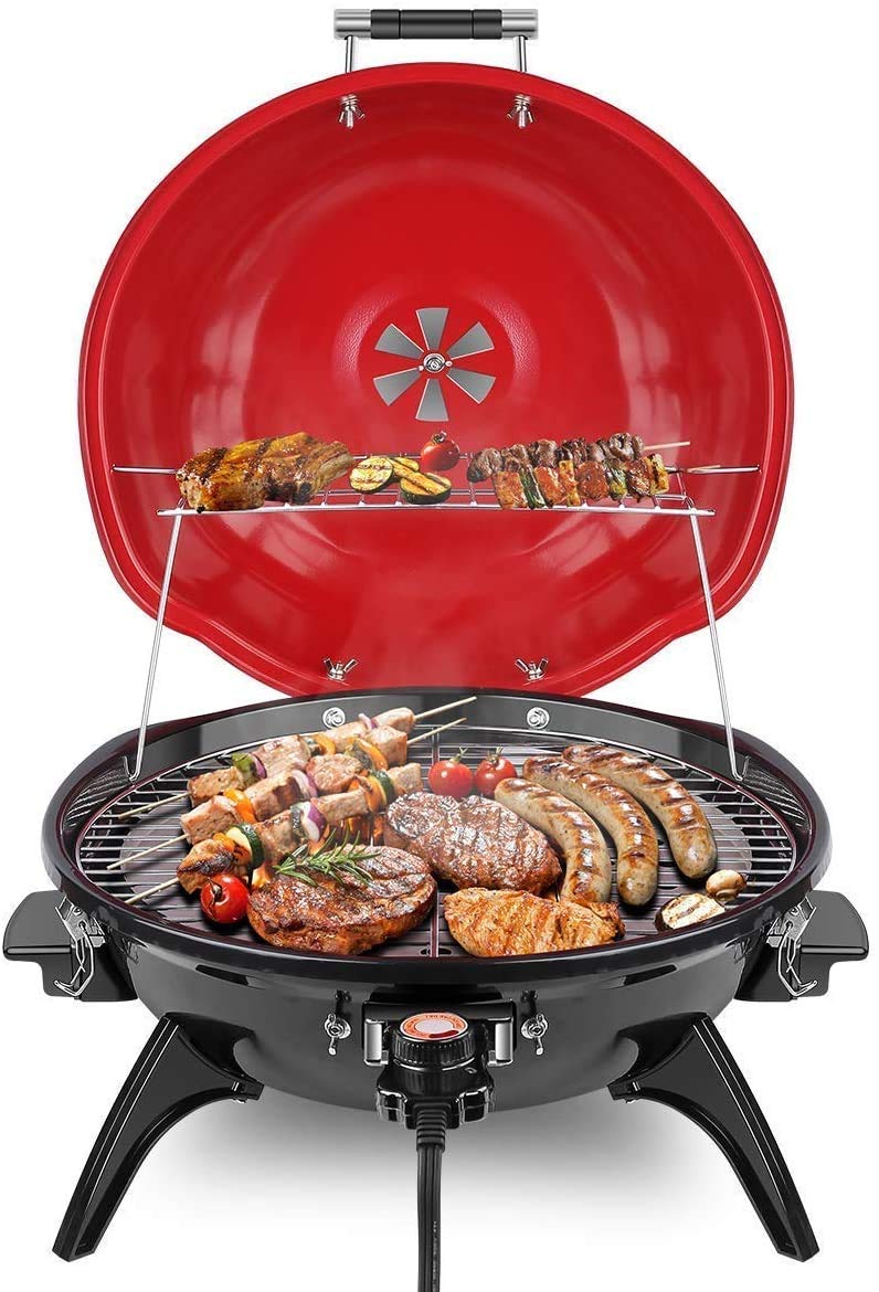 Techwood front view countertop grill showing compact design and capacity