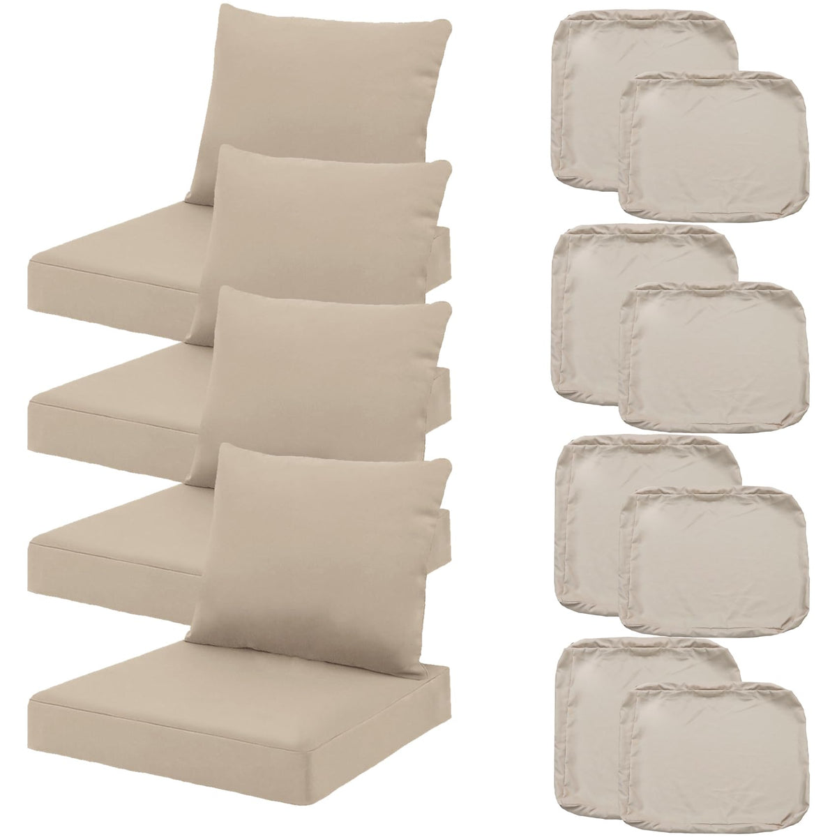 TECOSARA front view tan set showing full four-seat covers and clean look