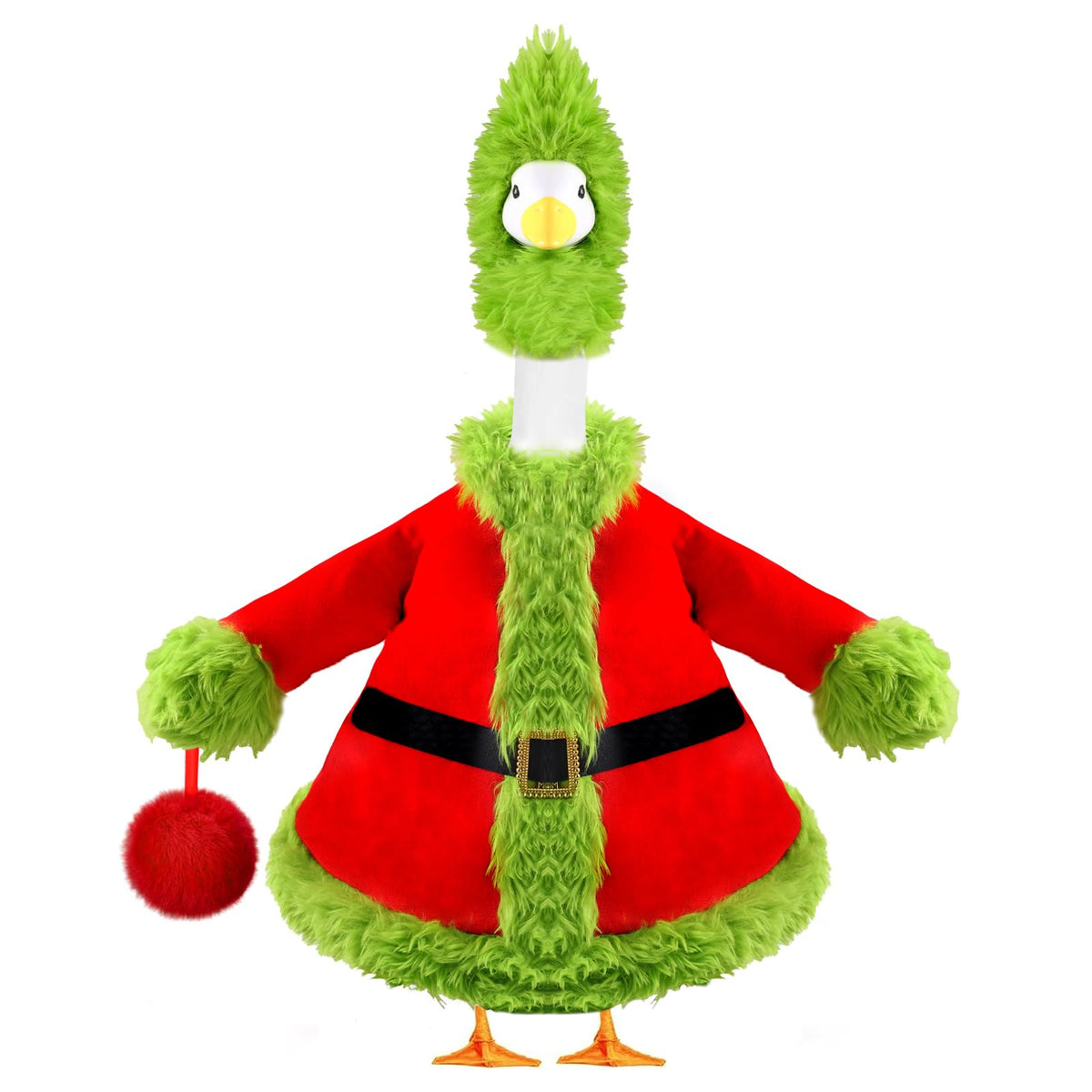 Teeanzo goose outfit front view showing festive red and green design and curb appeal