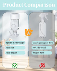TERESRY spraying upside down to reach high or tight spots with consistent mist